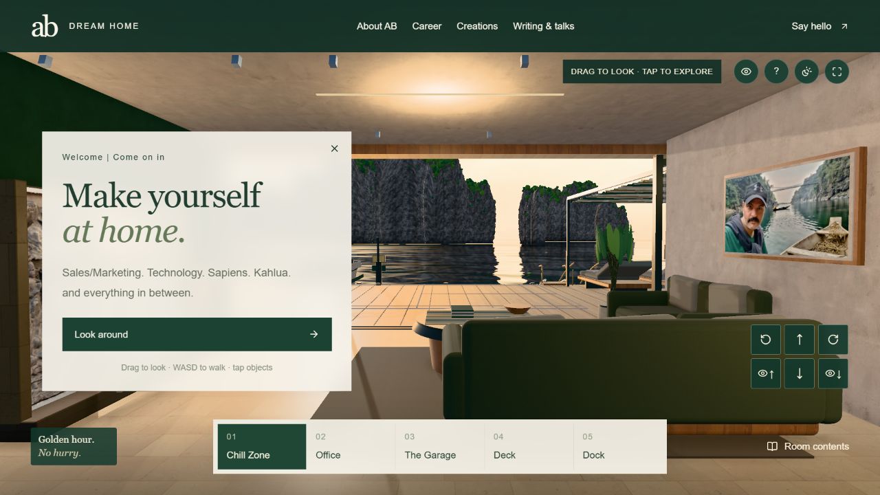 Actual view of AB’s browser-based oceanfront dreamhouse
